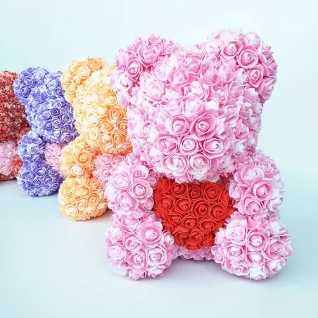 Rose bear - bear made from infinity roses with heart - 25cm - 35cm