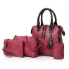 Elegant leather handbag - 4 pieces set