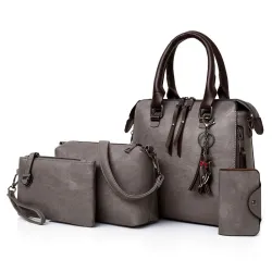 Elegant leather handbag - 4 pieces set