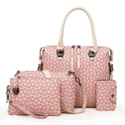Fashionable leather bag - 4 pieces set