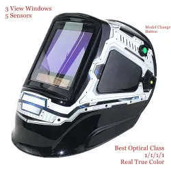 Auto darkening welding helmet - mask - 3 view windows - DIN 4-13 - 5 sensors CE