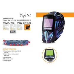 Auto darkening welding helmet - mask - 3 view windows - DIN 4-13 - 5 sensors CE