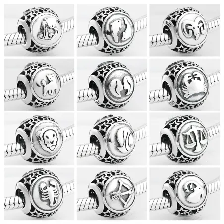 925 sterling silver - 12 constellation zodiac - beads for bracelet