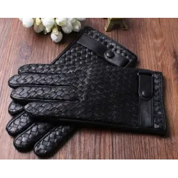 Genuine leather warm winter gloves
