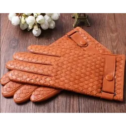 Genuine leather warm winter gloves