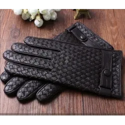 Genuine leather warm winter gloves