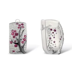 Rose flowers - luxury earrings with cubic zirconia