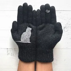Cashmere gloves with kitten