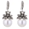 Vintage luxury earrings with crystal flower & pearl
