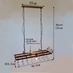 Vintage - hanging bottles holder - iron ceiling lamp - E27 LED