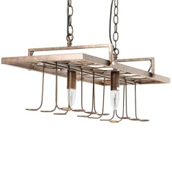Vintage - hanging bottles holder - iron ceiling lamp - E27 LED