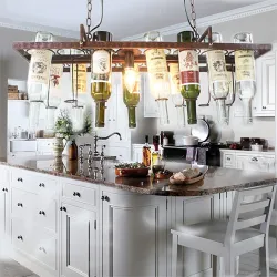 Vintage - hanging bottles holder - iron ceiling lamp - E27 LED