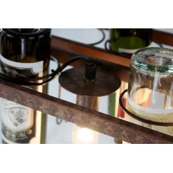 Vintage - hanging bottles holder - iron ceiling lamp - E27 LED