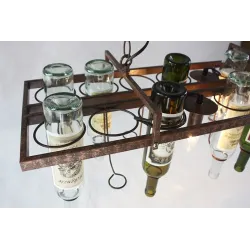 Vintage - hanging bottles holder - iron ceiling lamp - E27 LED