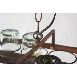 Vintage - hanging bottles holder - iron ceiling lamp - E27 LED