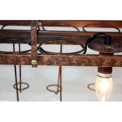 Vintage - hanging bottles holder - iron ceiling lamp - E27 LED