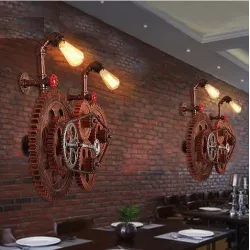 Loft style industrial gear - vintage wall light lamp