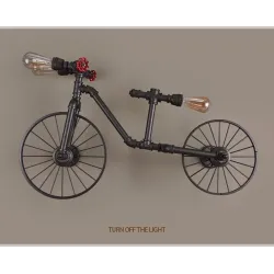 Bicycle & water pipe - vintage LED Edison light - wall lamp