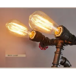 Bicycle & water pipe - vintage LED Edison light - wall lamp