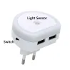 Dual USB Port Ladegerät mit LED Nachtlicht - Lichtsensor